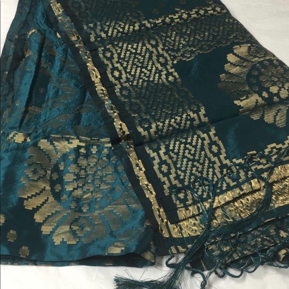 NWOT Indian Dupatta scarf  banarasi tassels full - Picture 11 of 16